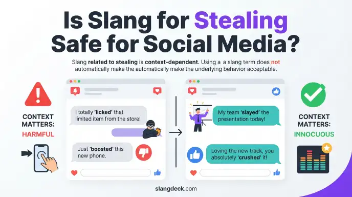 Is Slang for Stealing Safe for Social Media?