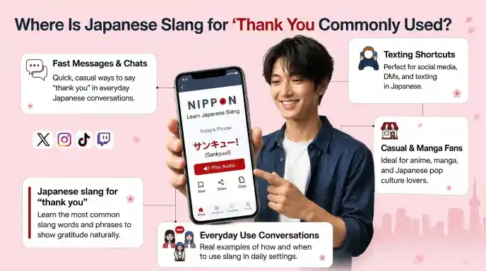 Where Is Japanese Slang for Thank You Commonly Used?